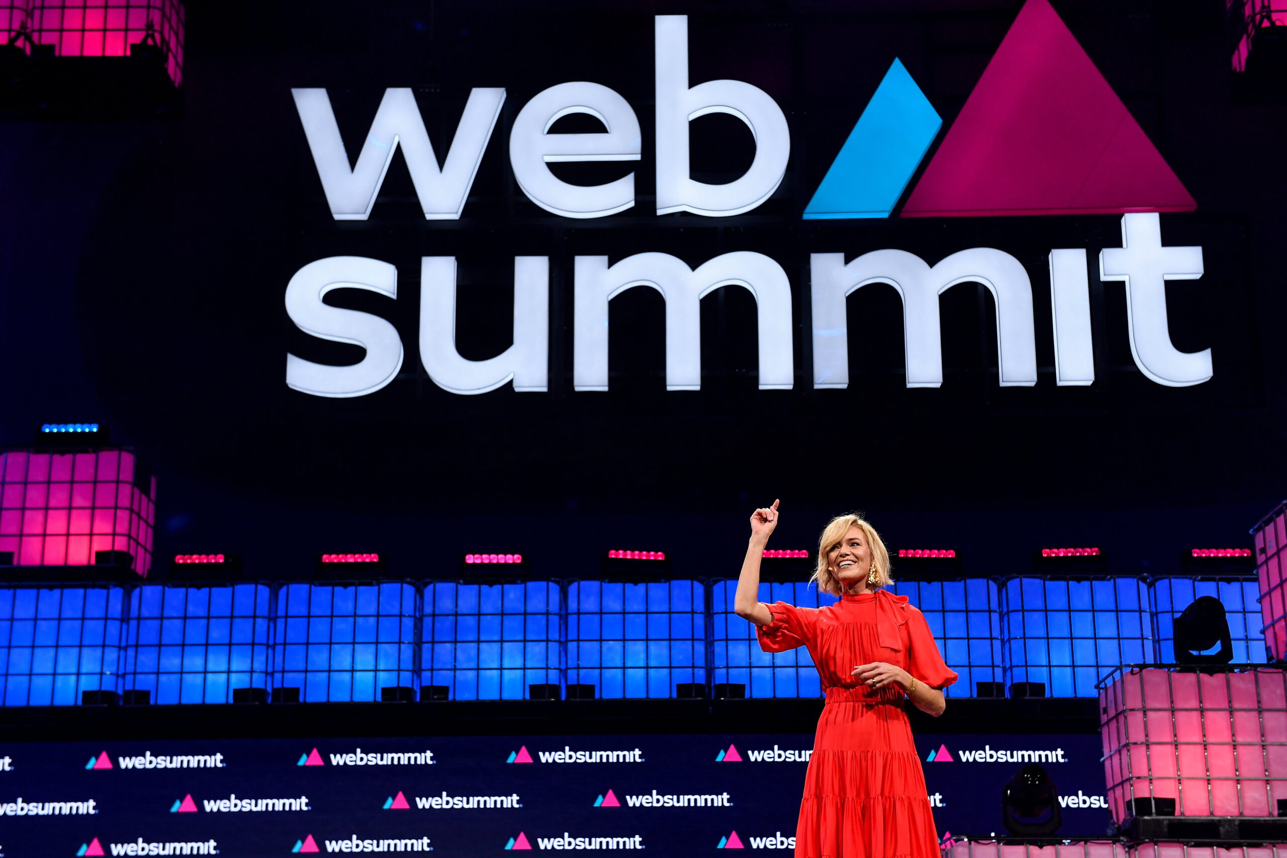 13 November 2023; Katherine Maher, CEO, Web Summit, during the opening night of Web Summit 2023 at the Altice Arena in Lisbon, Portugal. Photo by Piaras Ó Mídheach/Web Summit via Sportsfile